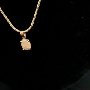Sterling Silver white lab opal pendant with snake chain